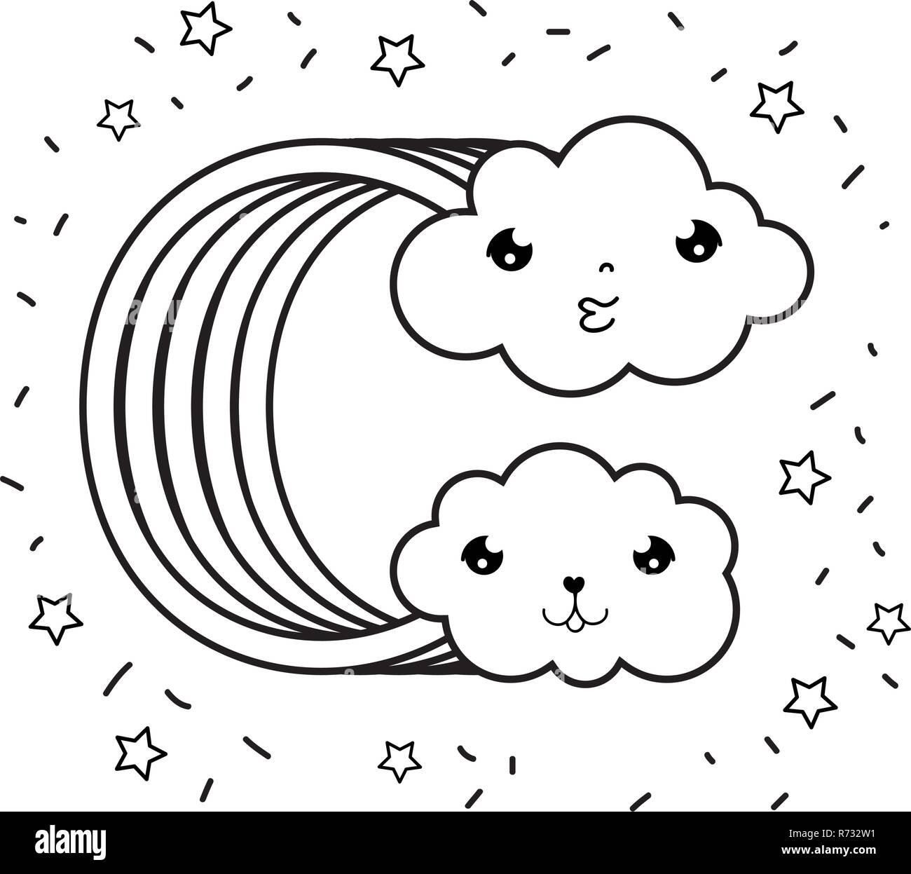 cute cloud with rainbow kawaii character Stock Vector Image & Art - Alamy