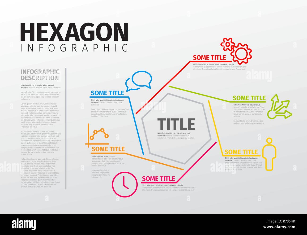 Vector Infographic report template made from lines and hexagon Stock ...