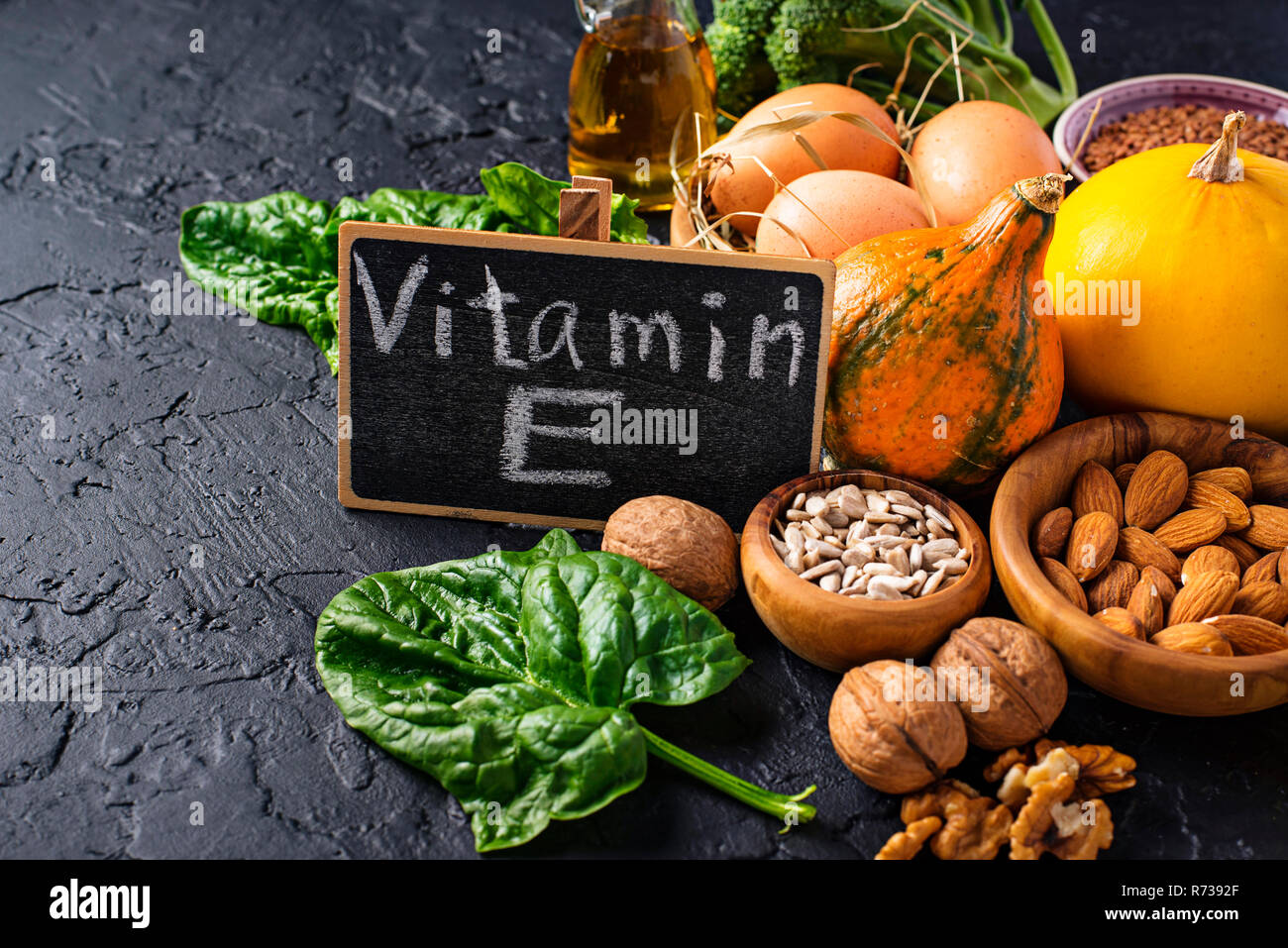 Assortment food sources of vitamin E Stock Photo Alamy