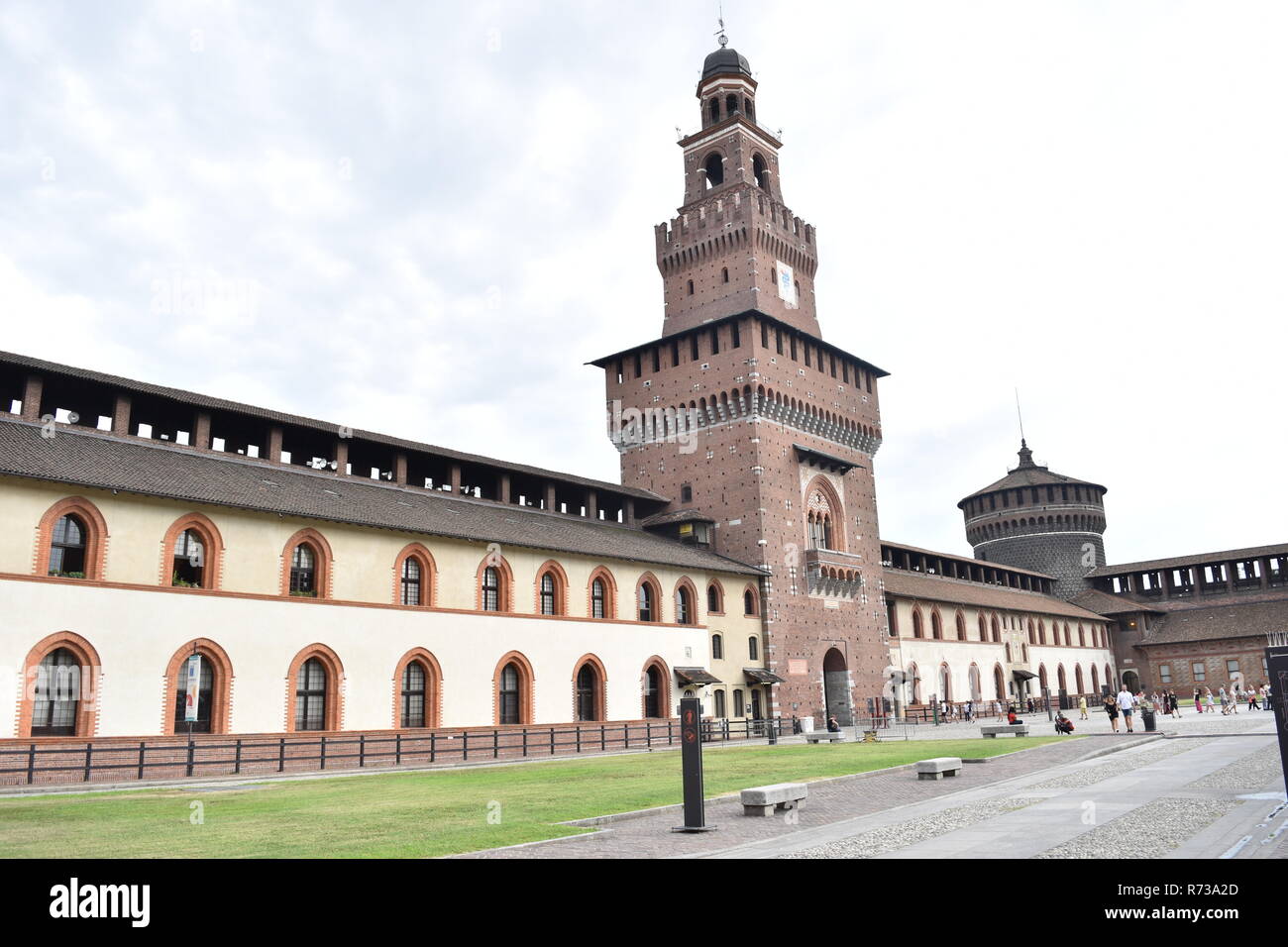 The internal yard of the Sforza castle (Castello Sforzesco) in Milan, Italy Stock Photo