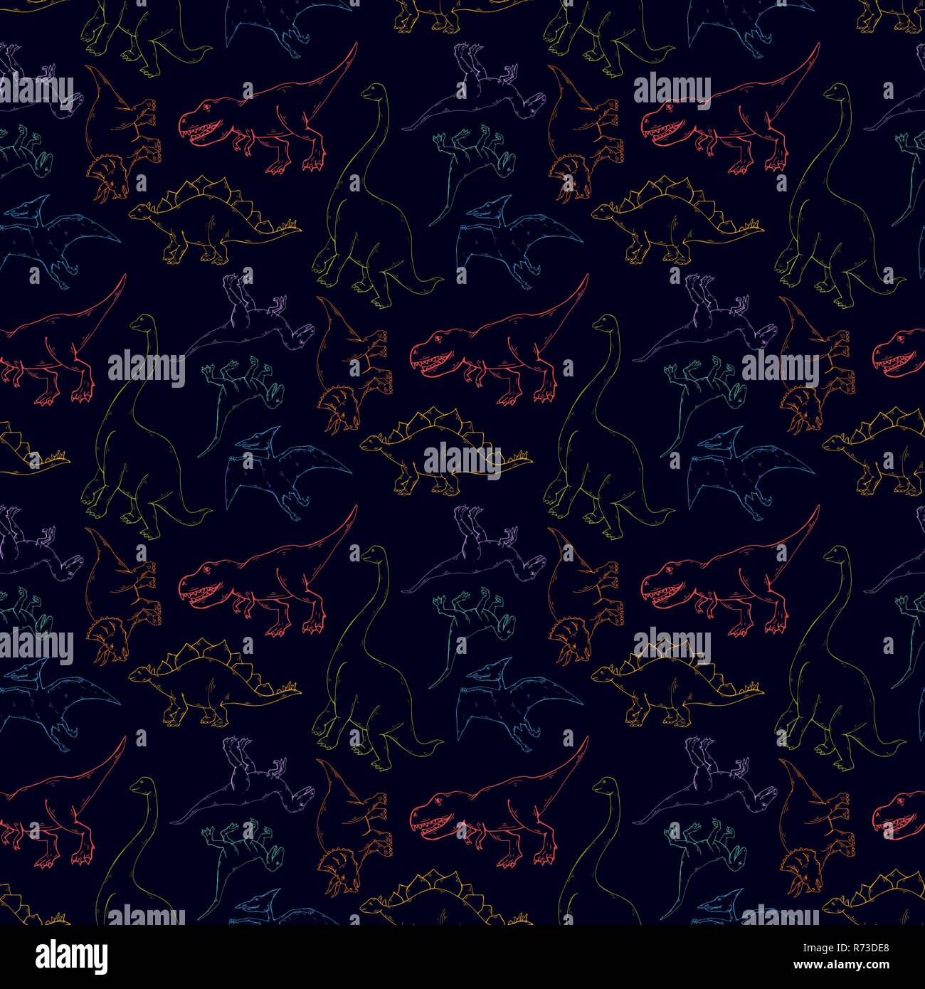 Vector seamless pattern with dinosaurs vector background Stock Vector ...
