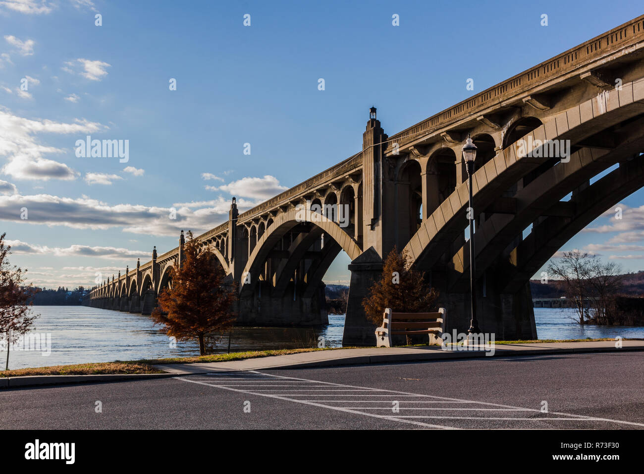 veterans memorial bridge crossing the Susquehanna River in central Pa Stock Photo