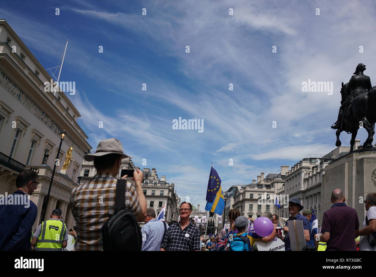 In June 2018 hundreds of thousands of people turned up to the Peoples Vote March in London to voice their opinion on Brexit. Stock Photo