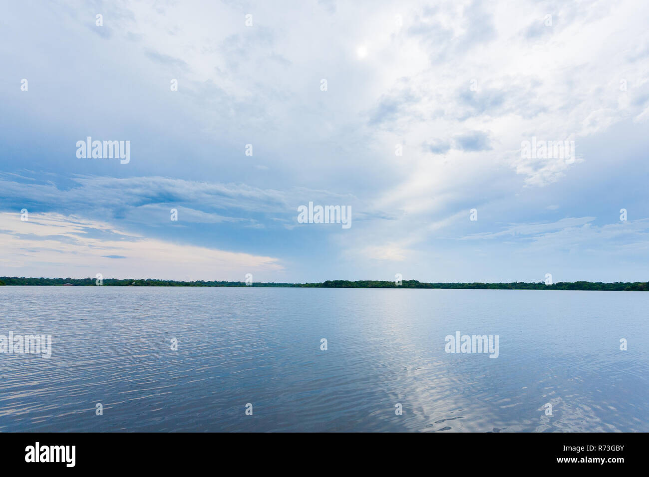 Panorama from Amazon rainforest, Brazilian wetland region. Navigable ...