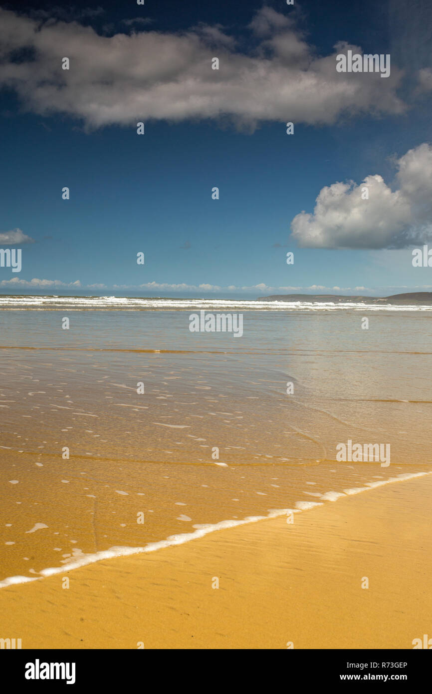 Beautiful beach reflections at Westward Ho! in North Devon , England Stock Photo