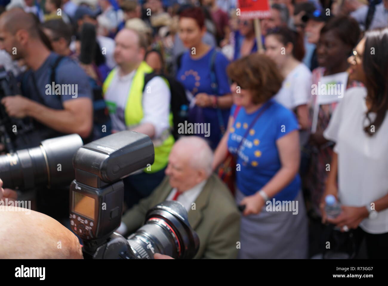 In June 2018 hundreds of thousands of people turned up to the Peoples Vote March in London to voice their opinion on Brexit. Stock Photo