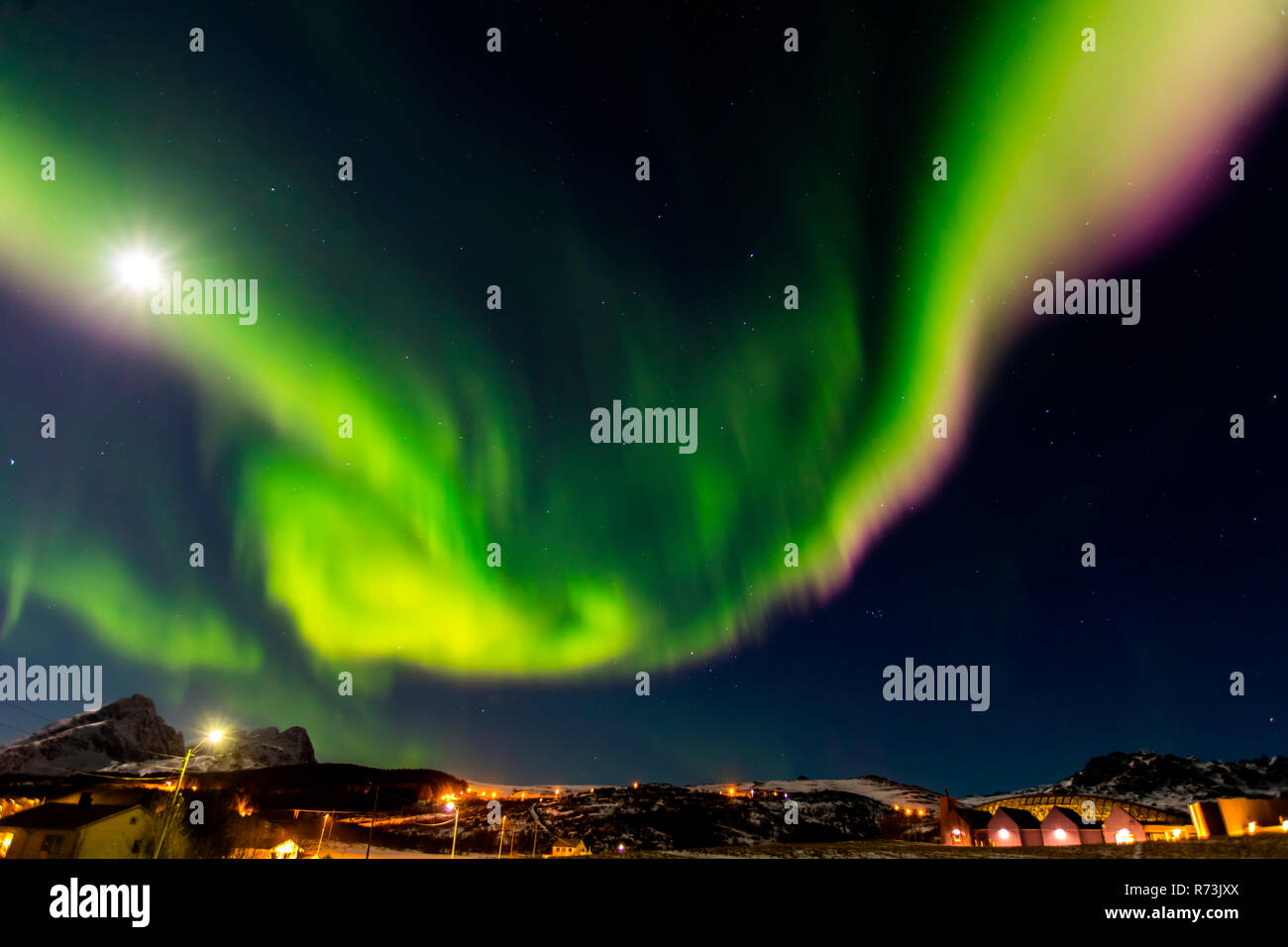 Aurora Borealis, Borg, Lofoten Islands, Nordland, Norway Stock Photo