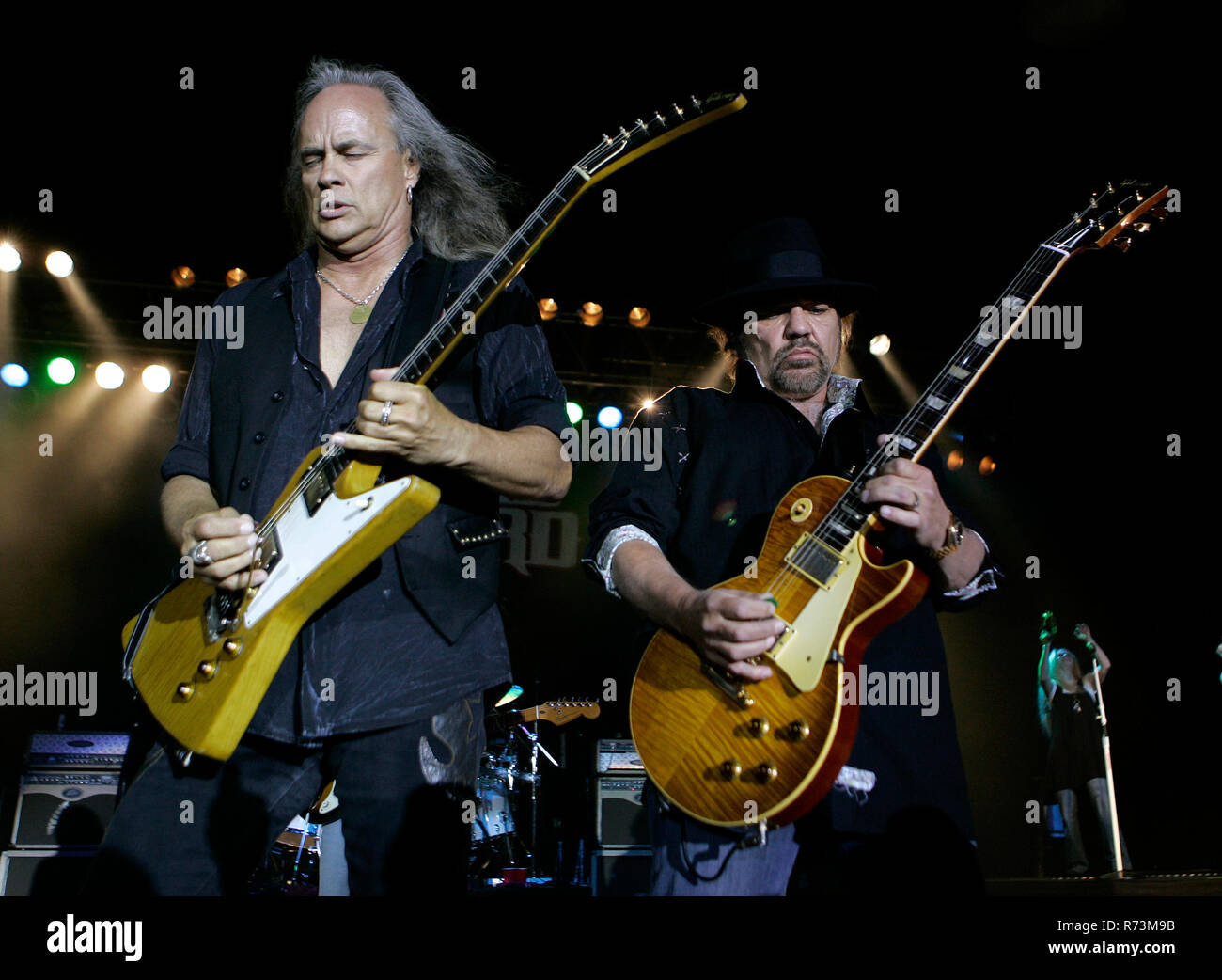 Rickey Medlocke (L) and Gary Rossington of Lynyrd Skynyrd perform in
