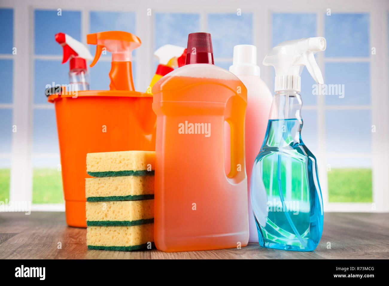 Cleaning and window background Stock Photo - Alamy