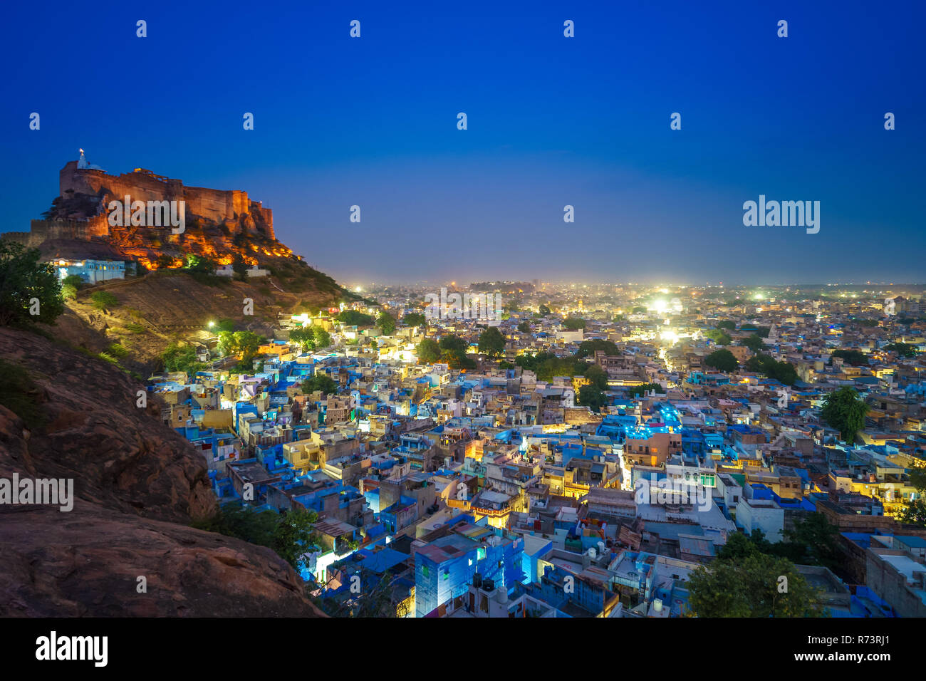 night scene of jodhpur in rajasthan, india Stock Photo