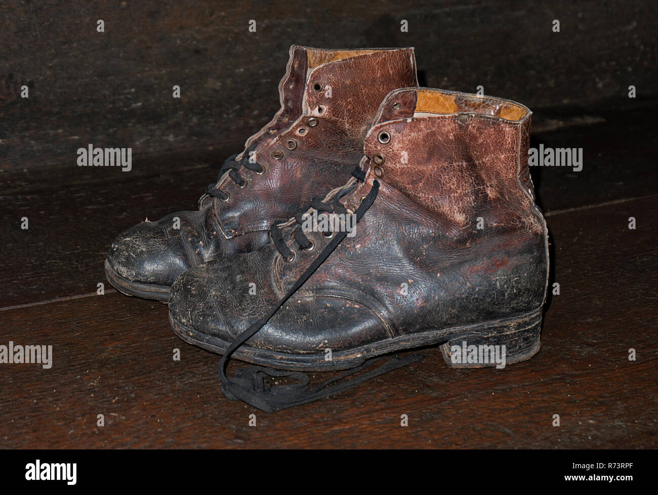 worn out working shoes leather antique Stock Photo Alamy