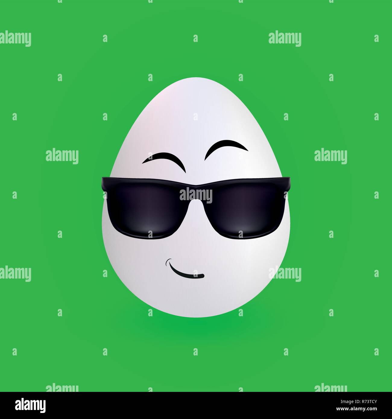 Cool glasses egg character with green background, vector, illustration