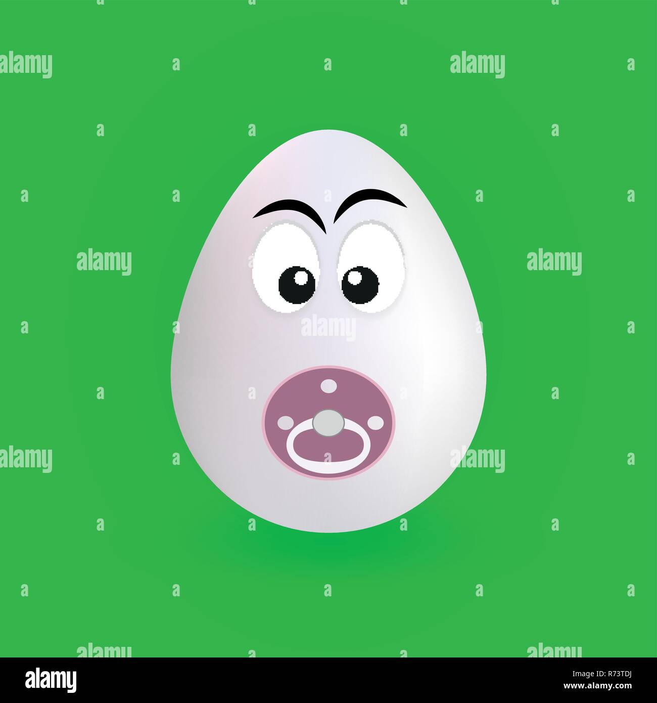 Cute baby egg character with green background, vector, illustration, eps file Stock Vector