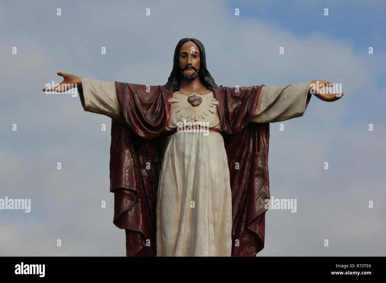 Statue of Jesus Christ with outstretched and welcoming arms standing at Our  Lady of Guadalupe Shrine for Mexican immigrants and immigration in des  Plaines, Illinois Stock Photo - Alamy