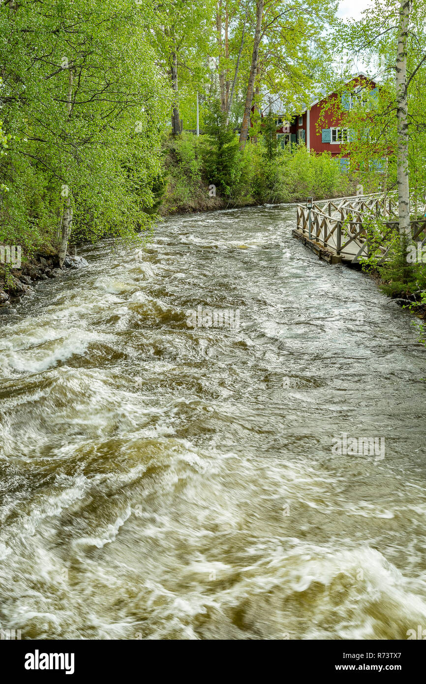 The Rapids at Renforsen in Vindeln, Sweden Stock Photo