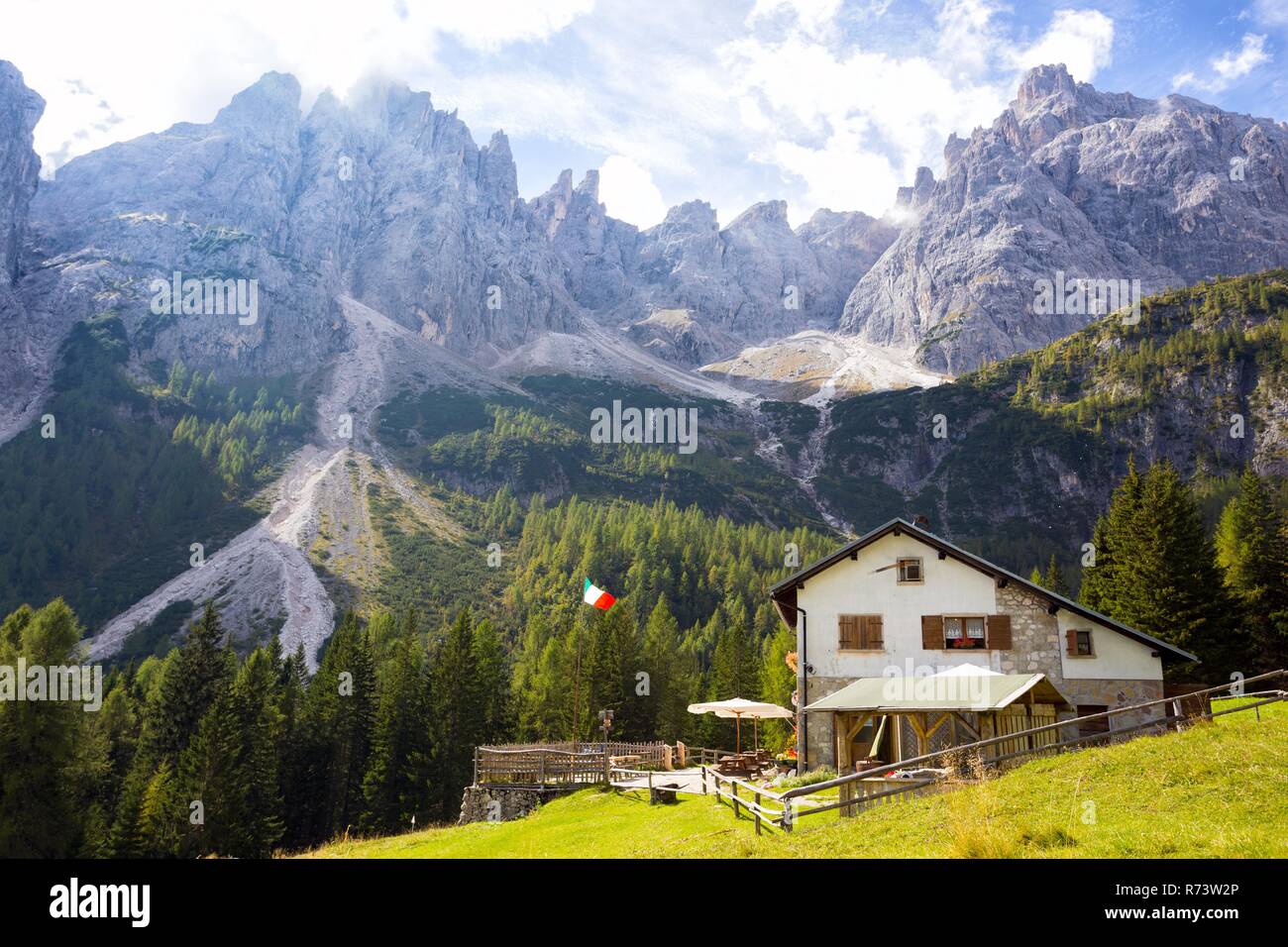 rifugio Lunelli at the Dolomites mountains, Italy Stock Photo Alamy