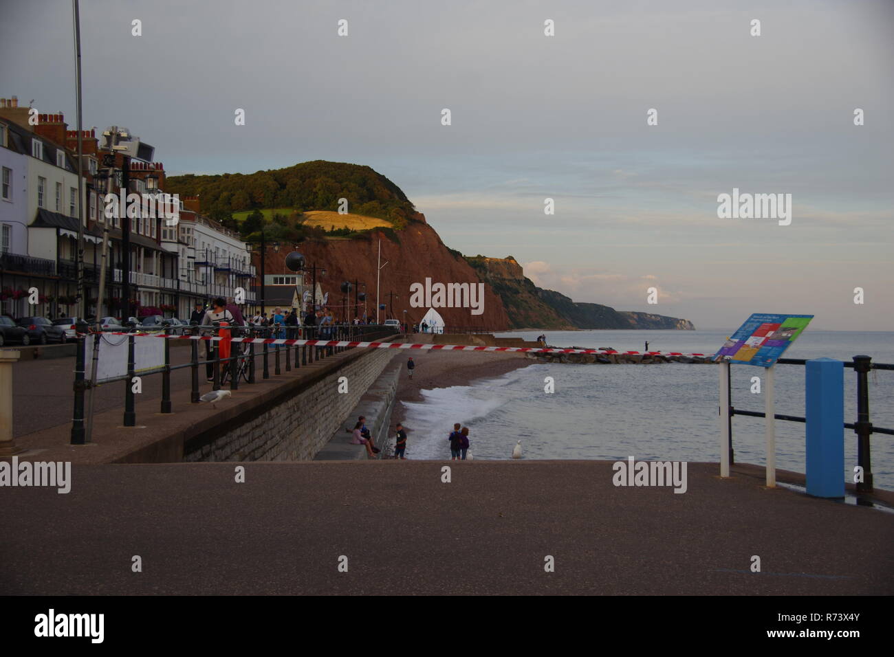 High Peak Cliff of red Sandstone at Sidmouth in the Golden Light of a