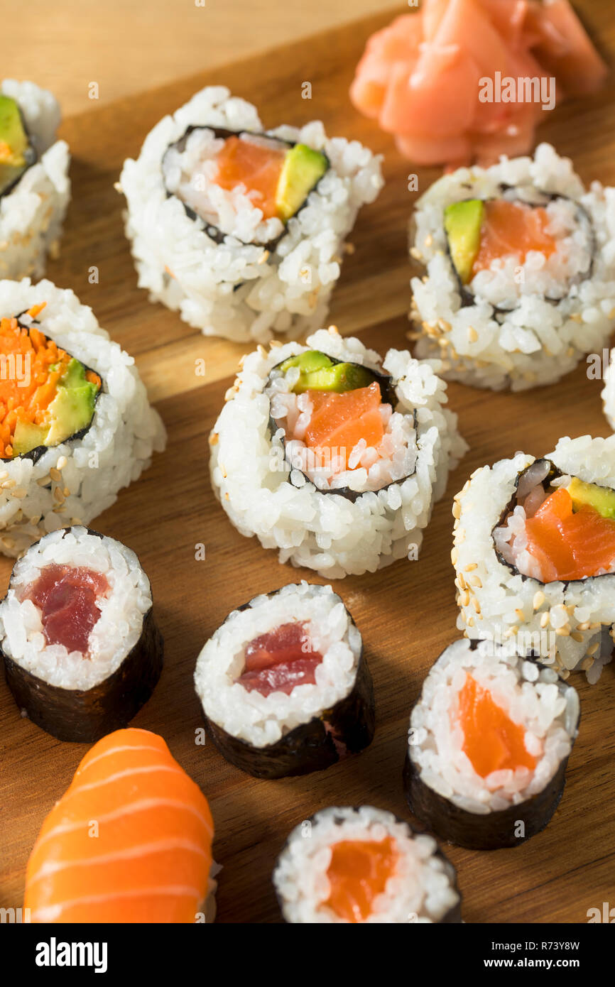 Homemade Huge Sushi Platter with Wasabi and Soy Sauce Stock Photo - Alamy