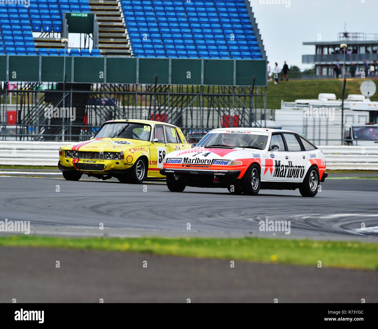 Andrew Bruce, Tim Harvey, Rover SD1, Andrew Strachan, Rover P6, Rover vs Rover, Silverstone Classic 2016, 60's cars, Chris McEvoy, cjm-photography, Stock Photo