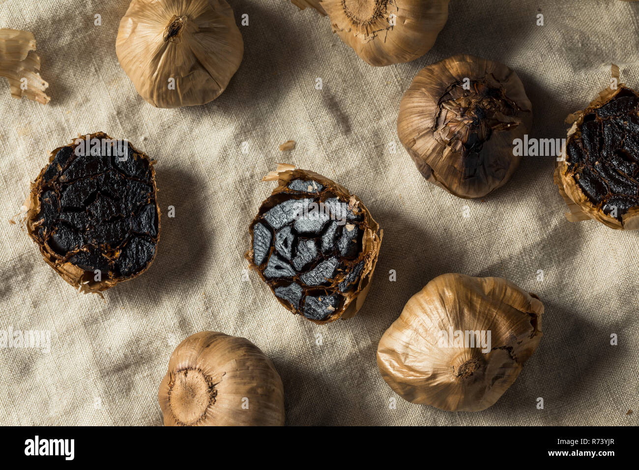 Organic Fermented Black Garlic Ready to Cook With Stock Photo