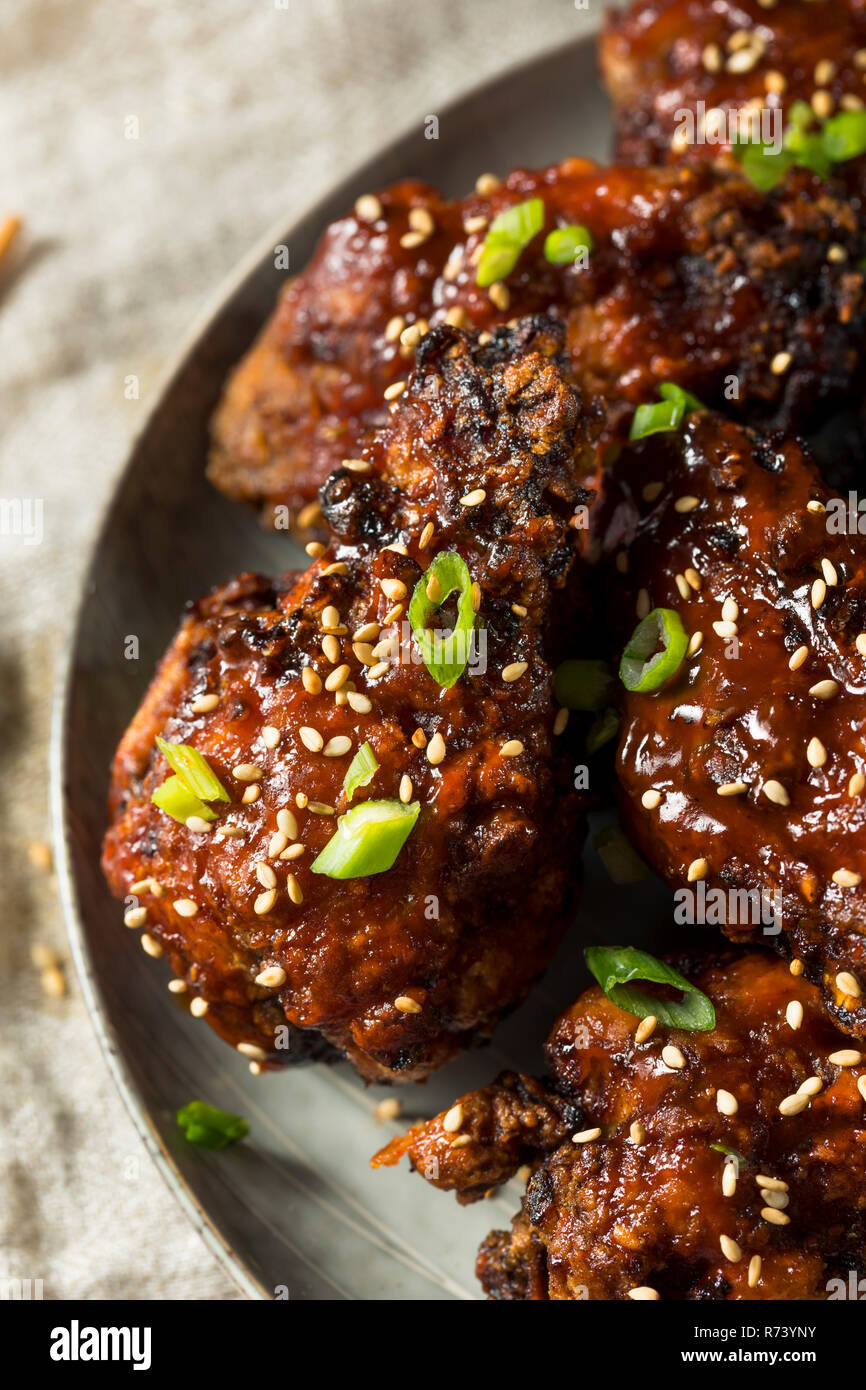 Homemade Spicy Korean Chicken Wings with Sesame Seeds Stock Photo Alamy