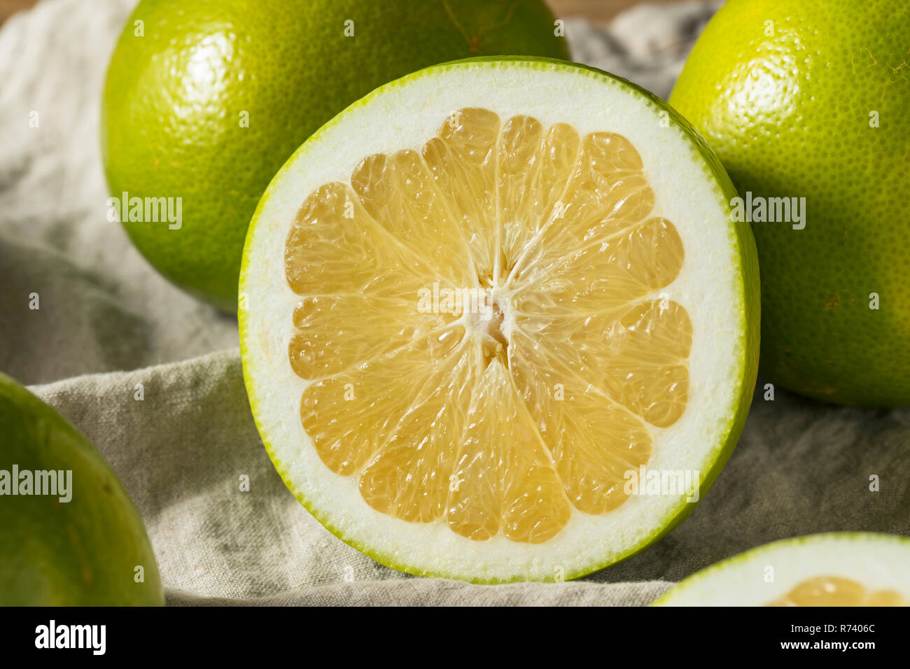 Raw Green Organic Golden Pomelo Ready to Eat Stock Photo Alamy