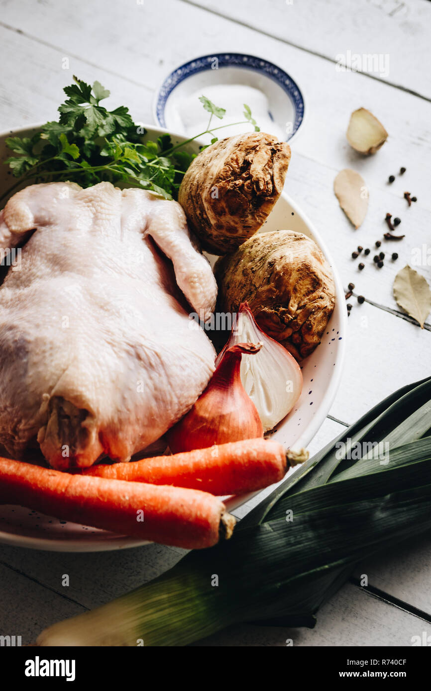 Making chicken broth is not only easy, delicious and a fantastic basic in your kitchen, it's also a great holistic approach for using meat. Stock Photo
