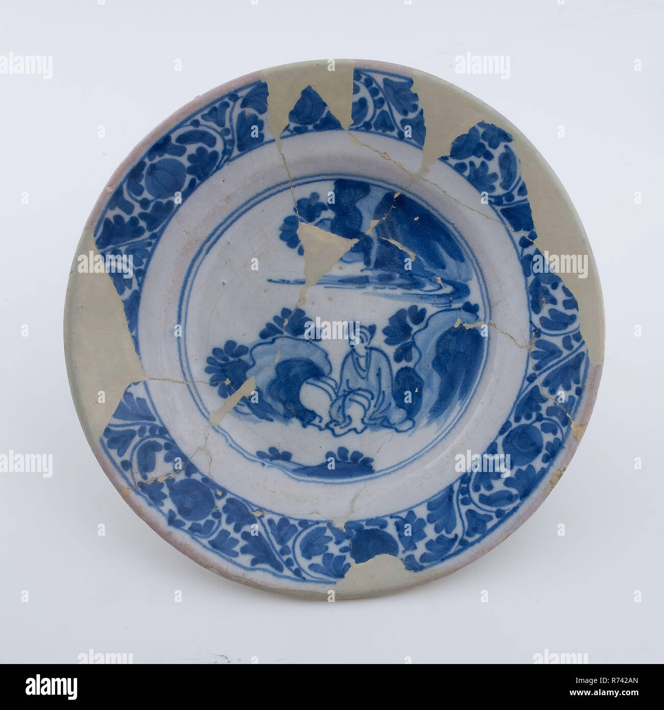 Faience Plate On Narrow Stand Ring As Decoration Chinese