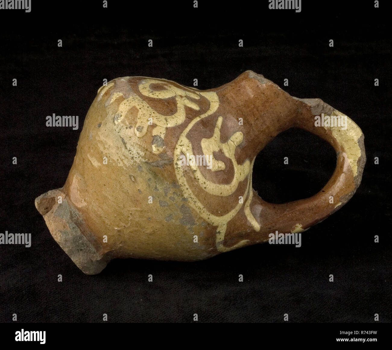 Pottery jug be used on stand foot, double conical with high band ear