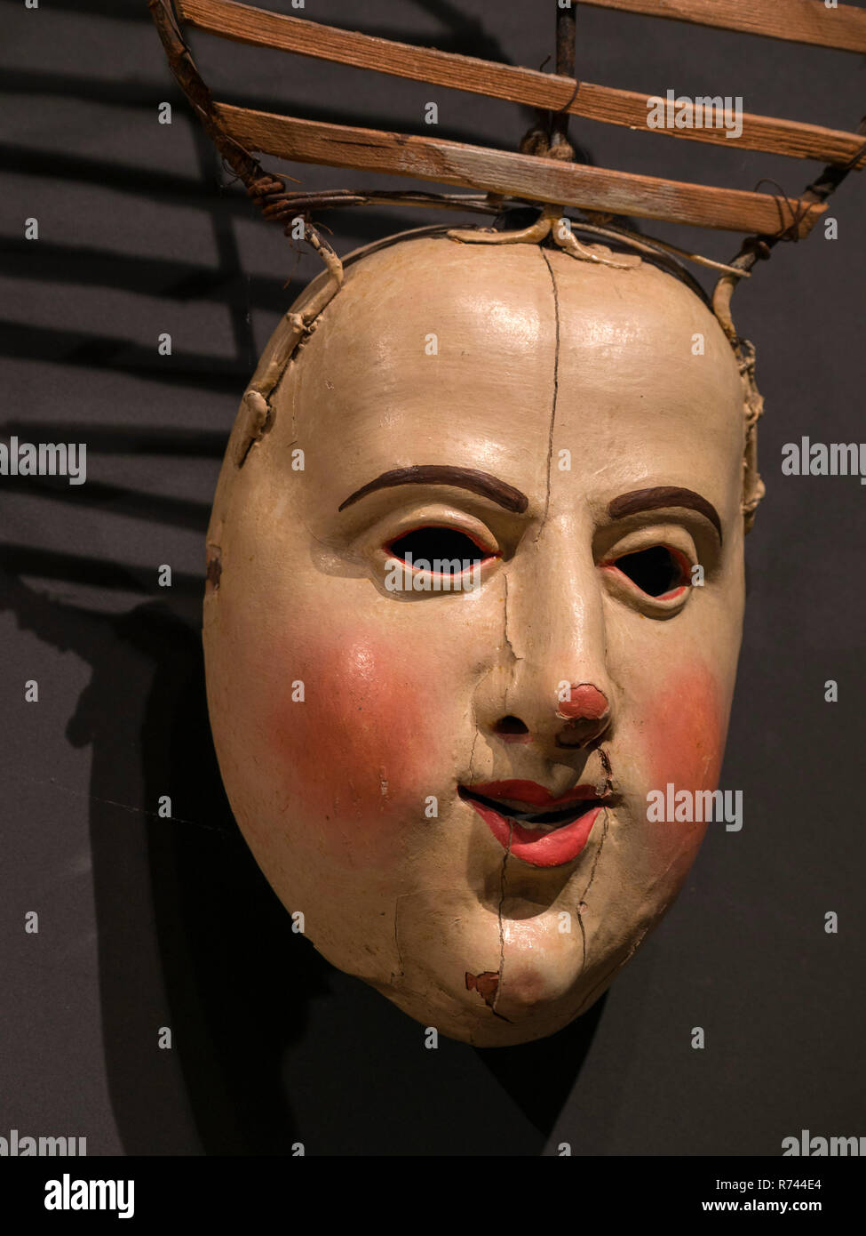 carved mask , house of Fastnacht, Imst, Tyrol, Austria, Europe, UNESCO  intangible cultural heritage Stock Photo