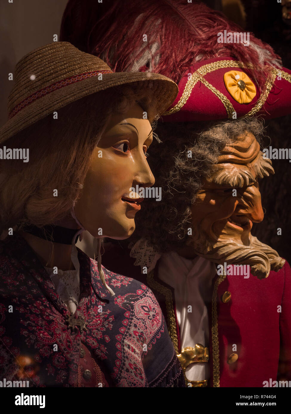 carved mask and costume, house of Fastnacht, Imst, Tyrol, Austria, Europe, UNESCO  intangible cultural heritage Stock Photo