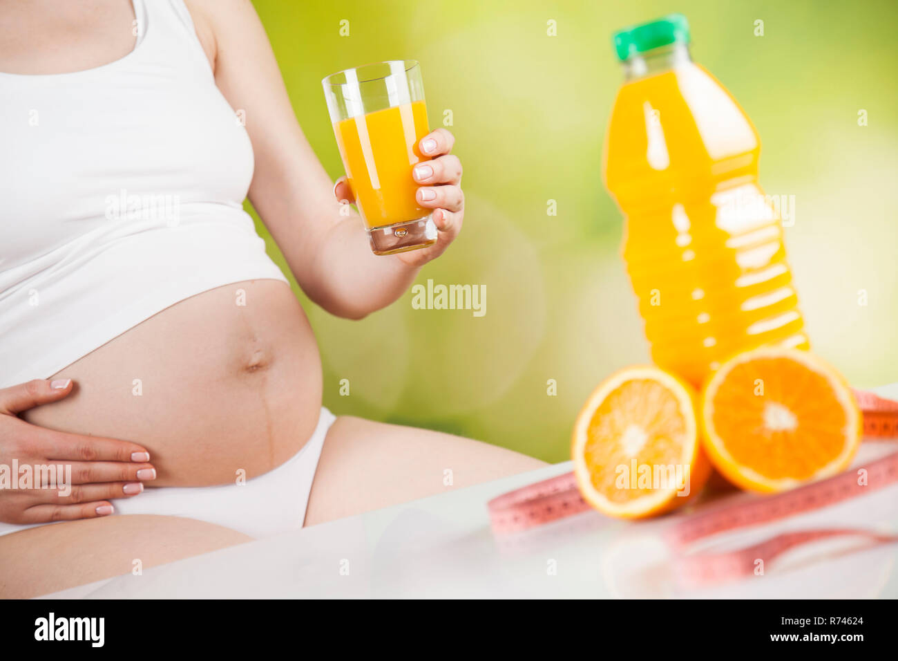 Nutrition and diet during pregnancy, fruits and vegetables Stock Photo