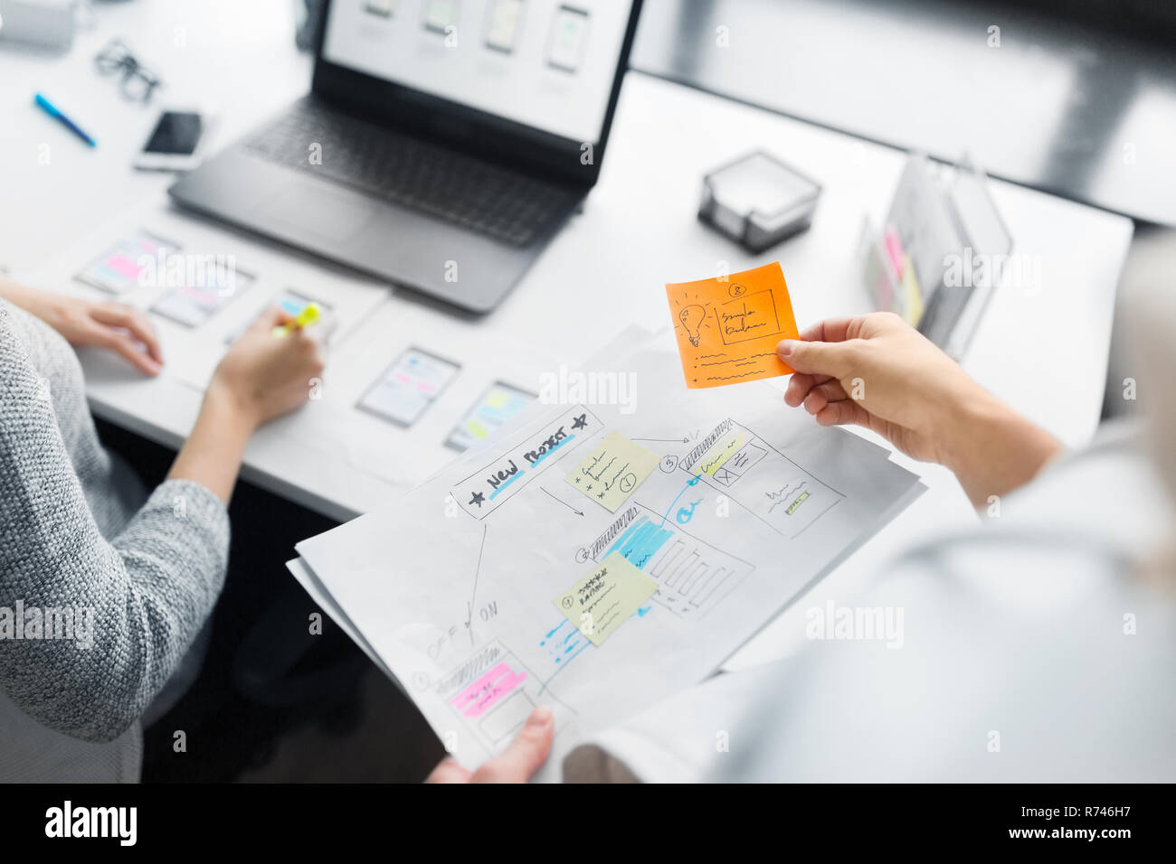 web designers working on user interface project Stock Photo