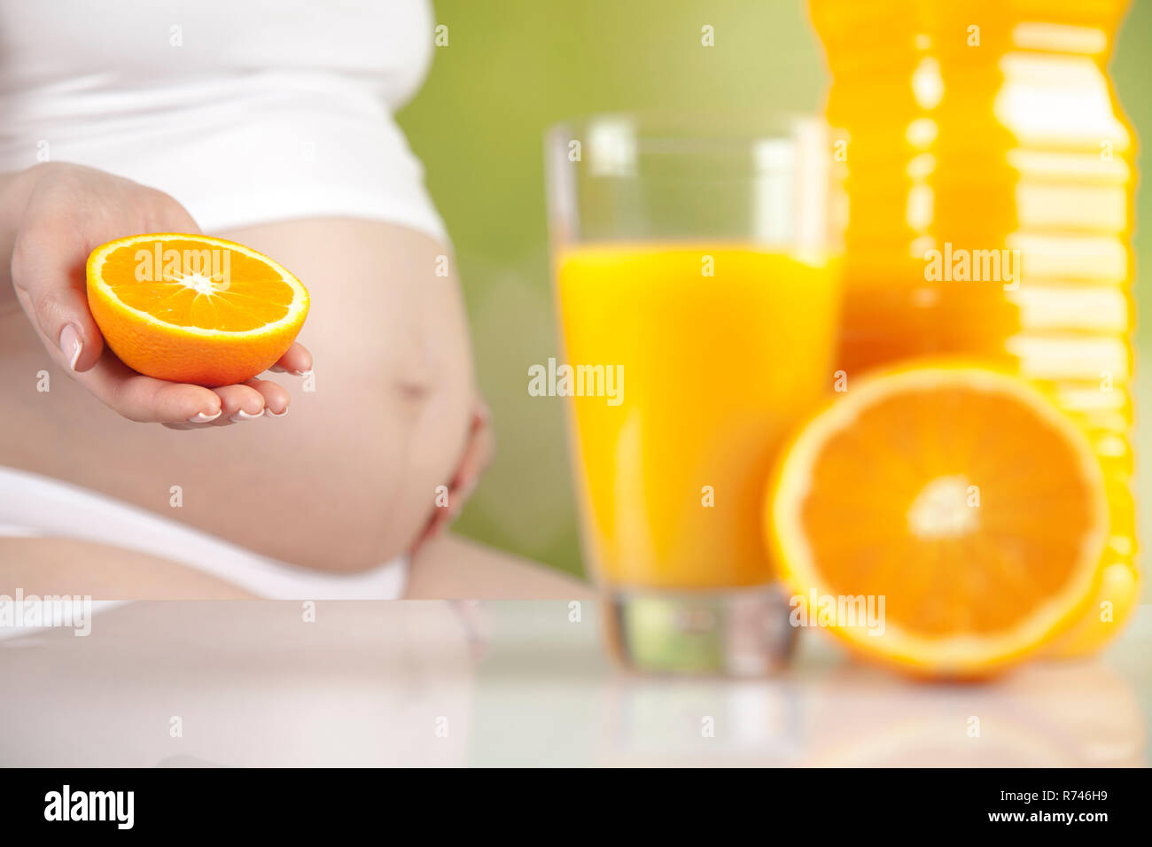 Nutrition and diet during pregnancy, fruits and vegetables Stock Photo