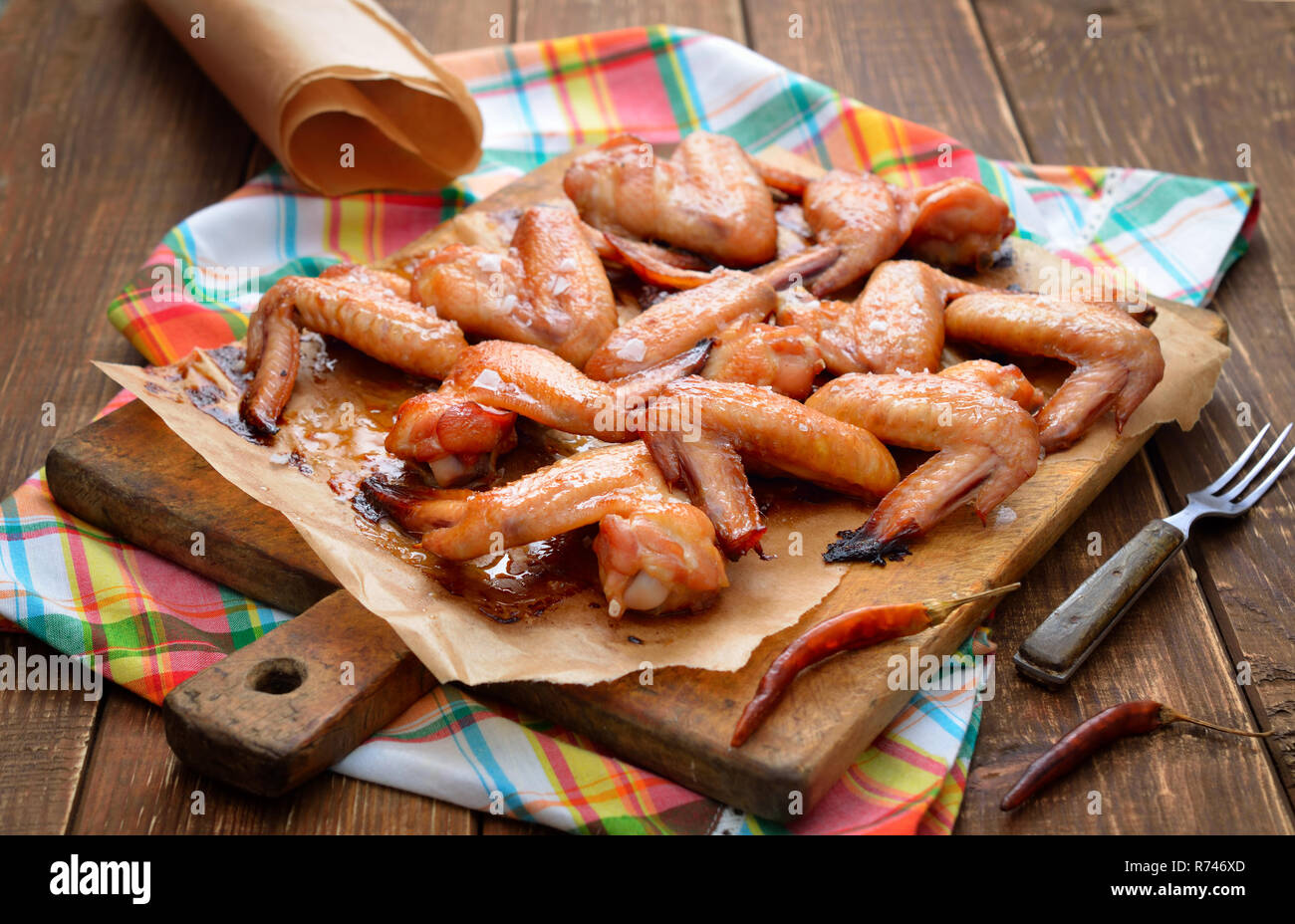 Baked Chicken Wings with Honey Stock Photo - Alamy