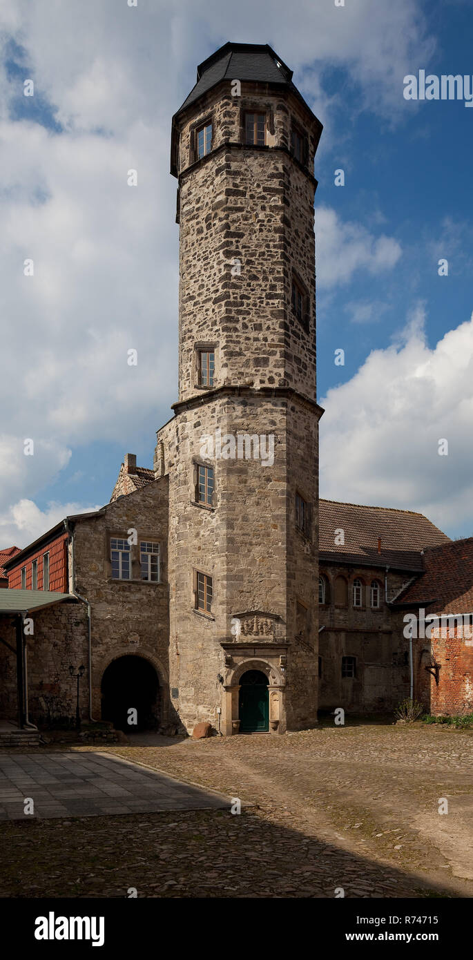 Ampfurth, Treppenturm.  Bördekreis Treppenturm des Ren.-Schlosses, aufgestockt 1832 zur Aufnahme einer Station der kgl preussischen Telegraphenlinie B Stock Photo