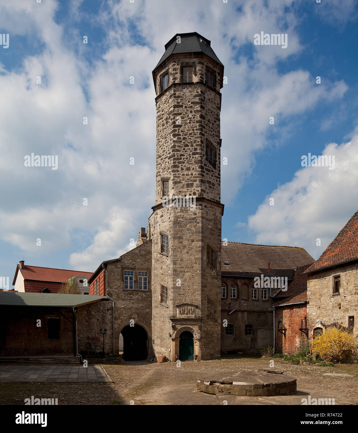 Ampfurth, Treppenturm.  Bördekreis Treppenturm des Ren.-Schlosses, aufgestockt 1832 zur Aufnahme einer Station der kgl preussischen Telegraphenlinie B Stock Photo