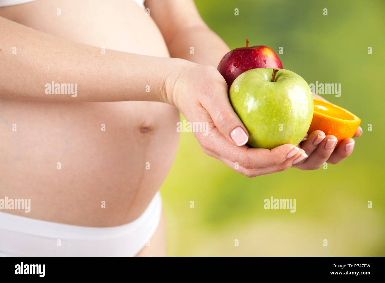 Nutrition and diet during pregnancy, fruits and vegetables Stock Photo