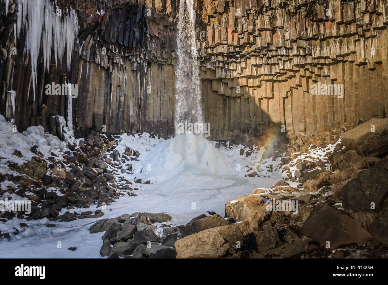 Svartifoss waterfall, Vatnajokull National Park, Iceland Stock Photo