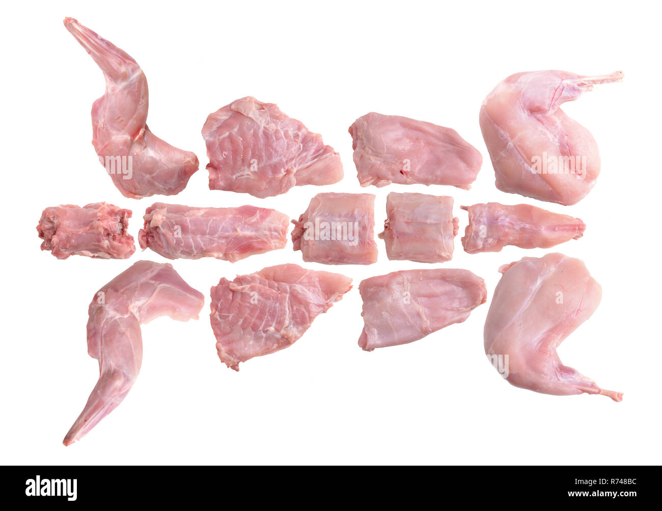 How to prepare a rabbit for cooking. Isolated. Stock Photo