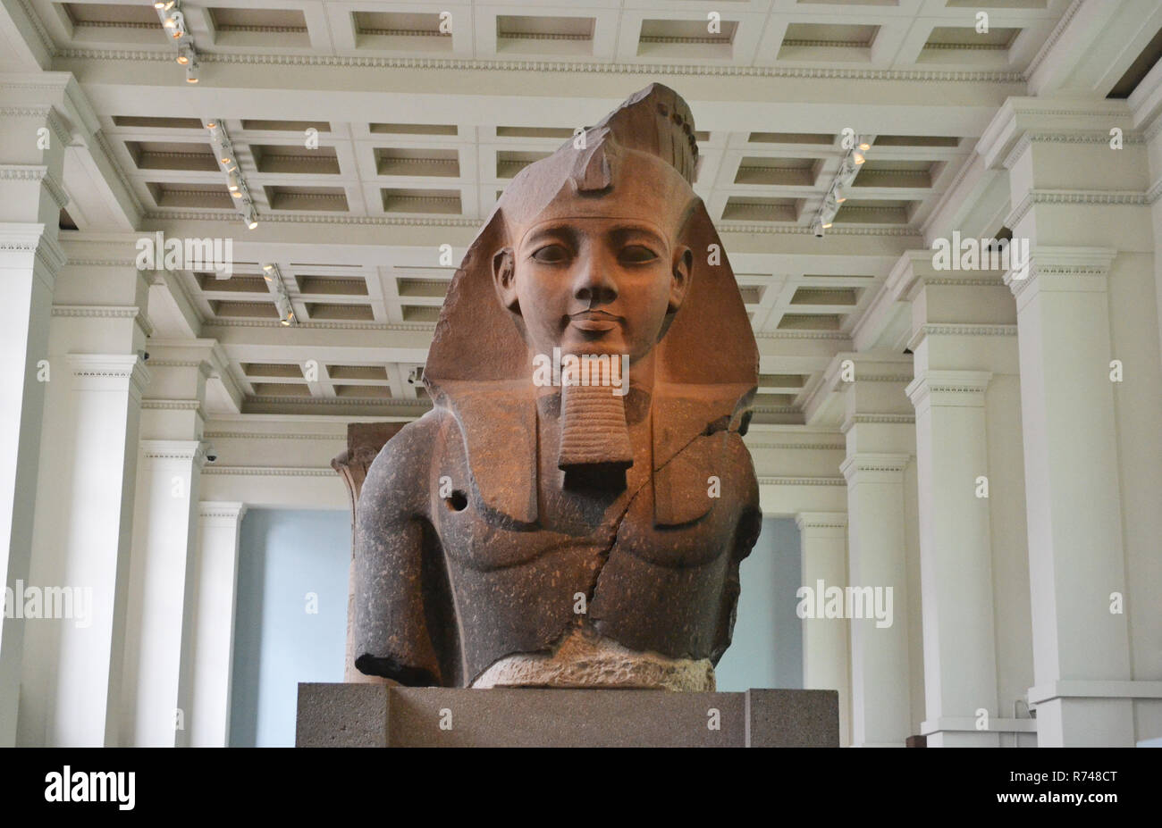 Statue of a Pharaoh. The Egyptian Gallery - a Permanent exhibition at the British Museum, London, UK Stock Photo
