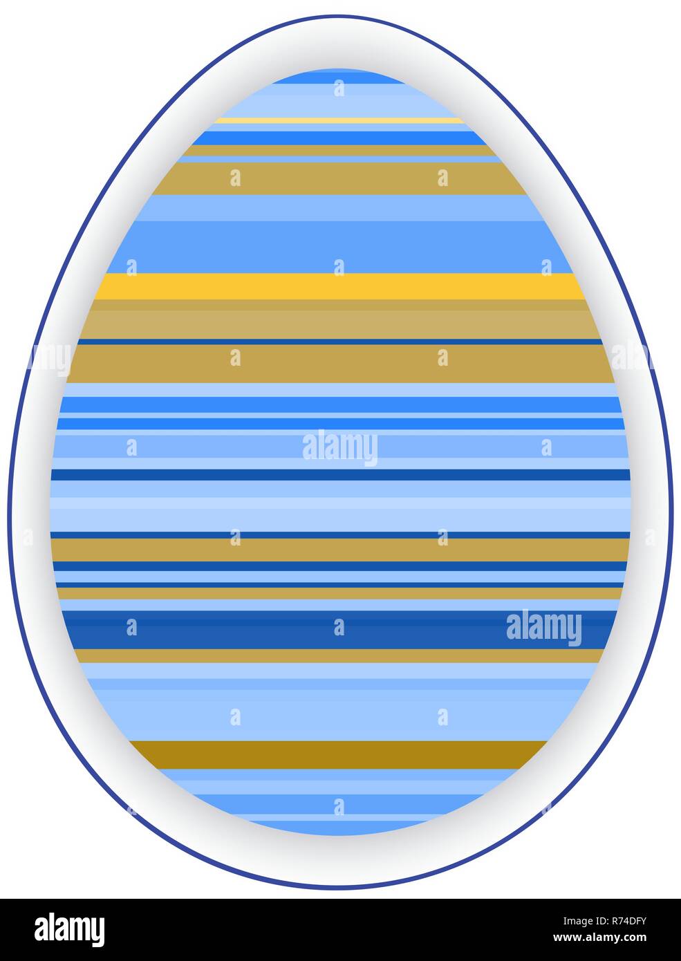 Paper card template with multicolor striped easter egg. Stock Vector