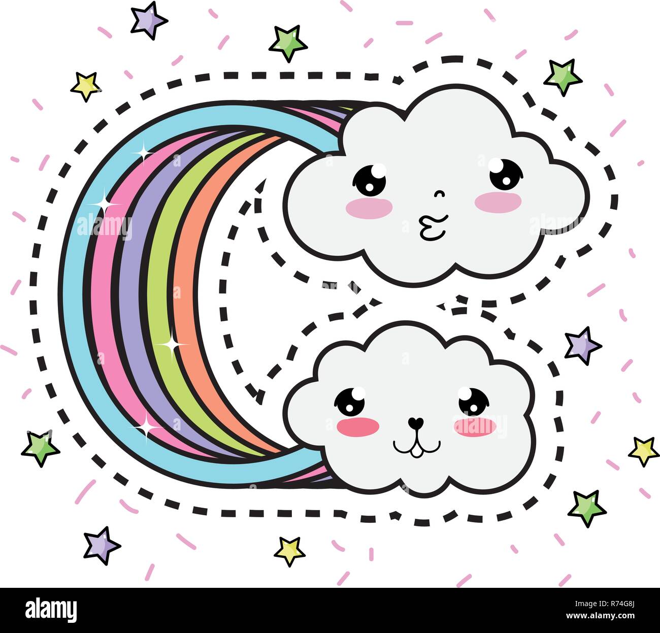 cute cloud with rainbow kawaii character Stock Vector Image & Art - Alamy