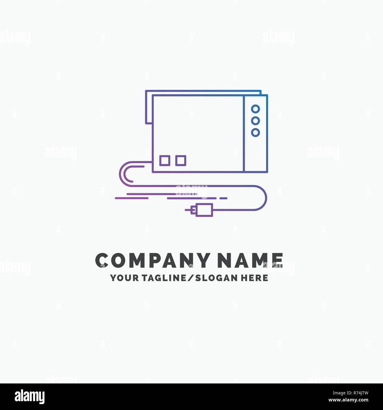 audio, card, external, interface, sound Purple Business Logo Template. Place for Tagline Stock Vector