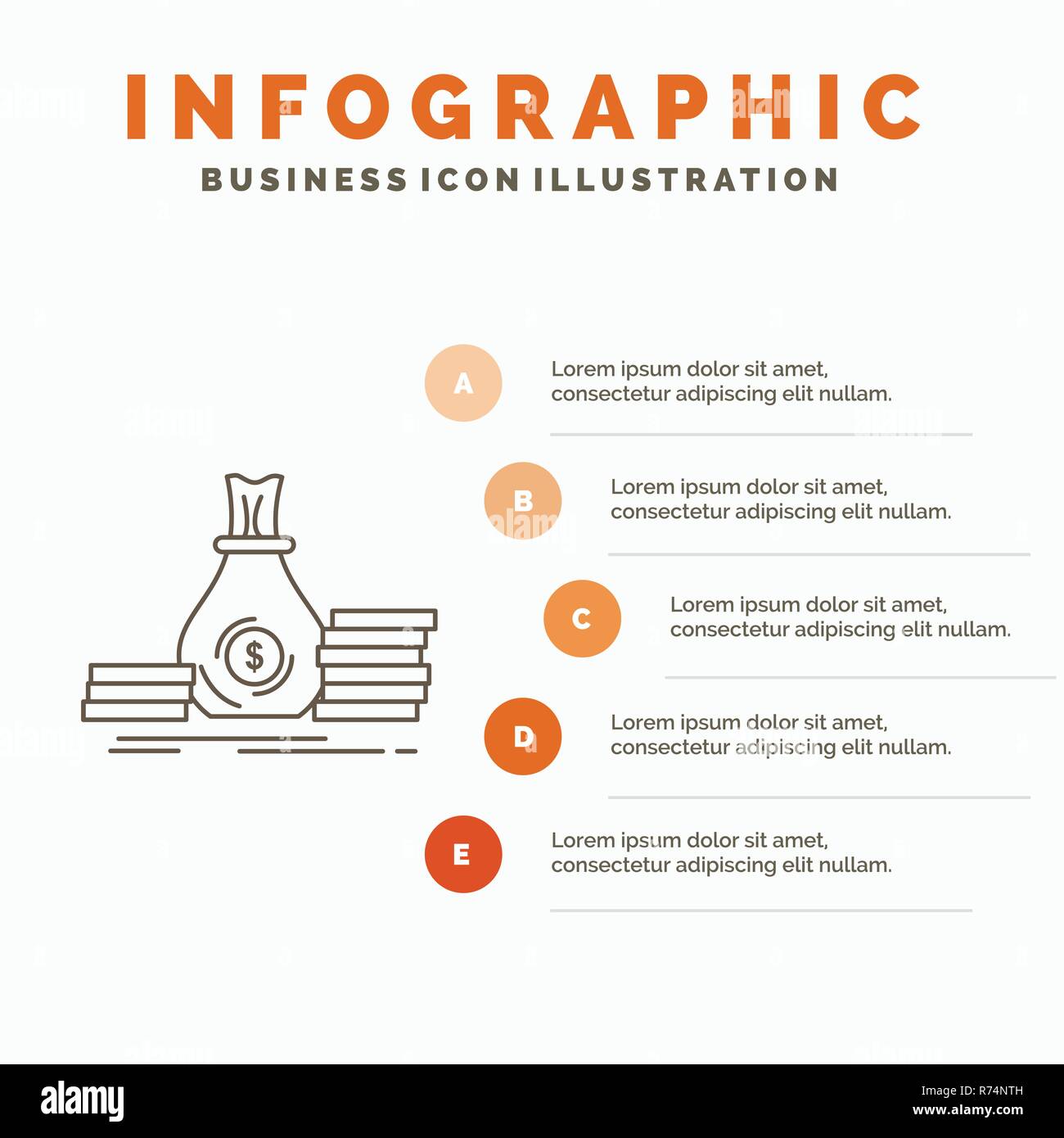 Accumulation, bag, investment, loan, money Infographics Template for Website and Presentation. Line Gray icon with Orange infographic style vector ill Stock Vector