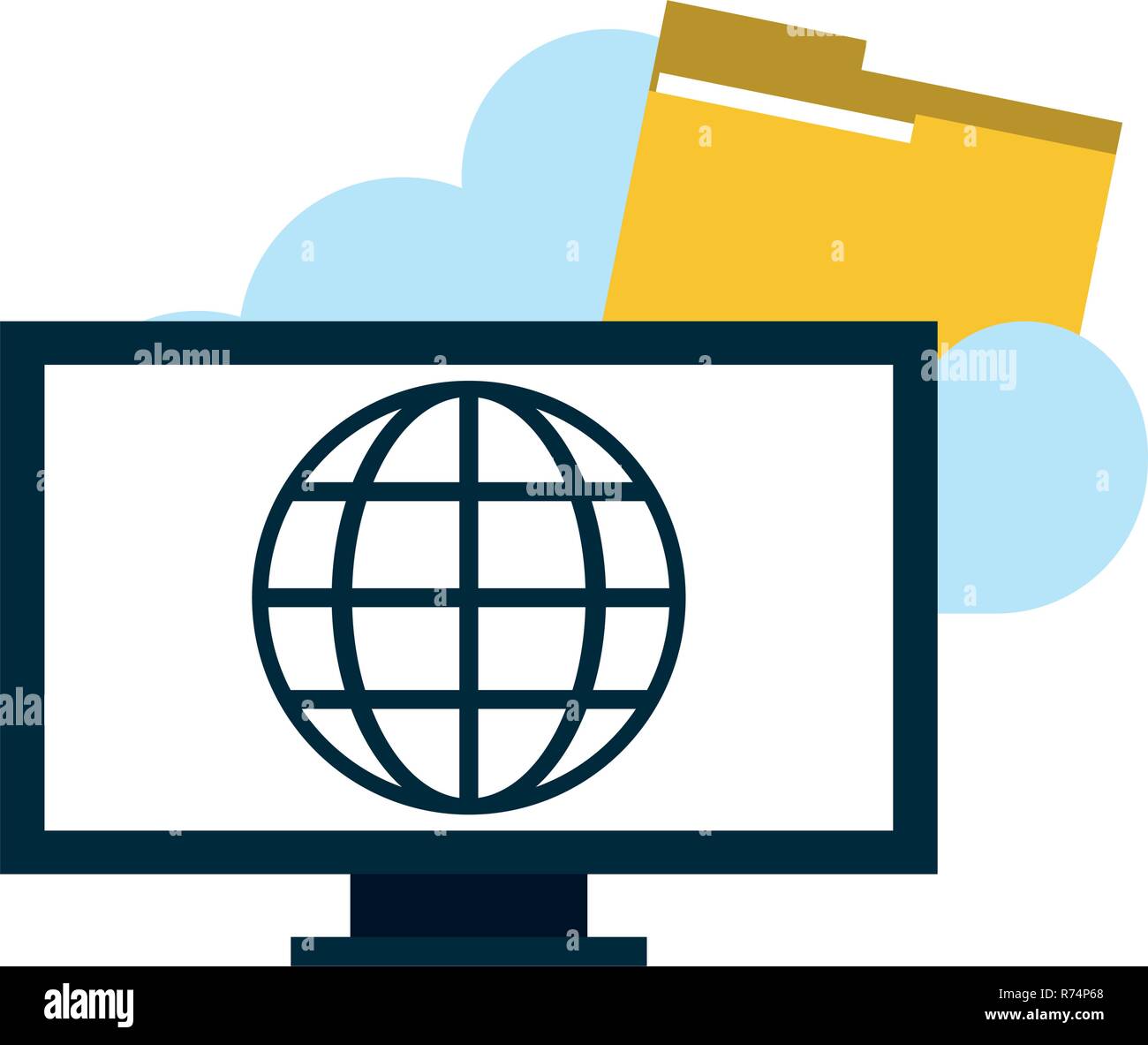 Computer with cloud computing Stock Vector Image & Art - Alamy