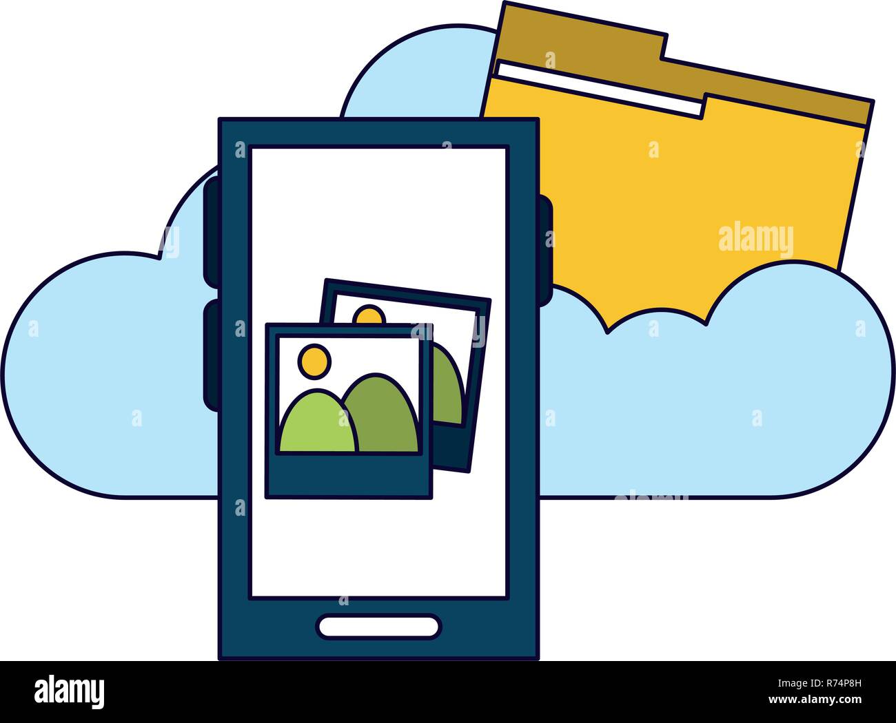 Smartphone with photos on cloud computing Stock Vector Image & Art - Alamy