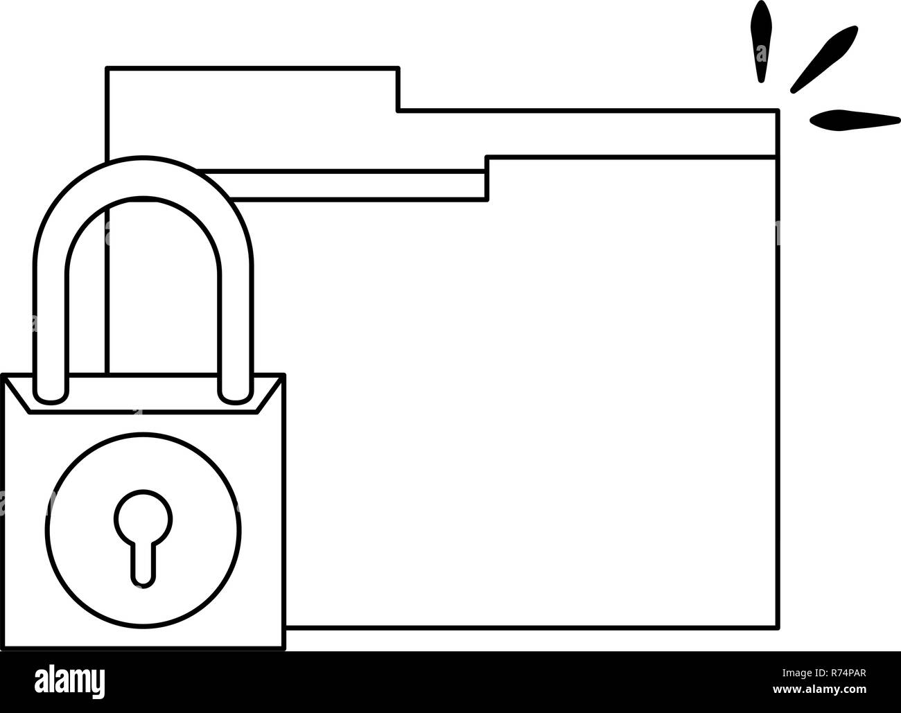 Folder with padlock symbols black and white Stock Vector Image & Art ...