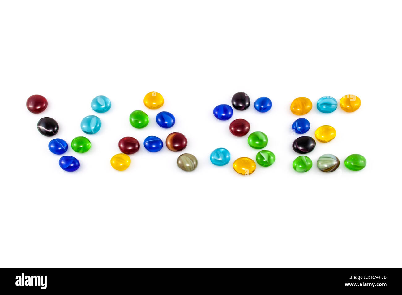 Gams arranged as the word Vase Stock Photo Alamy