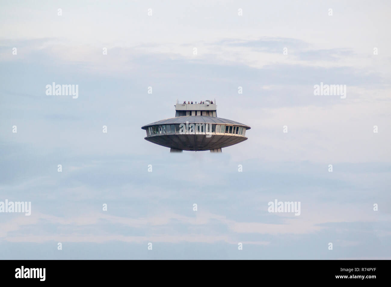 UFO ship with aliens on board Stock Photo